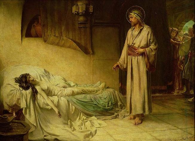 Ficheiro:George Percy Jacomb-Hood - The Raising of Jairus' Daughter (1895).jpg