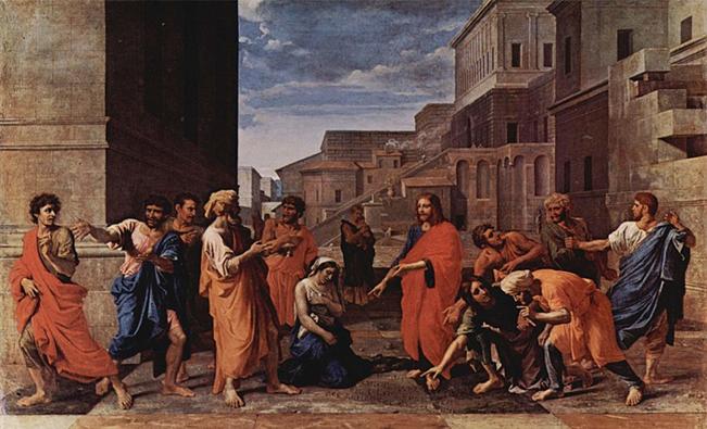 800px-Nicolas_Poussin_-_Le_Christ_et_la_femme_adultre